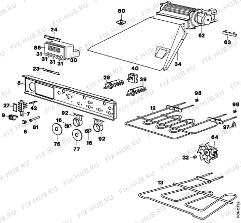 Взрыв-схема плиты (духовки) Vogica 5692-2 - Схема узла Bottom and functional parts